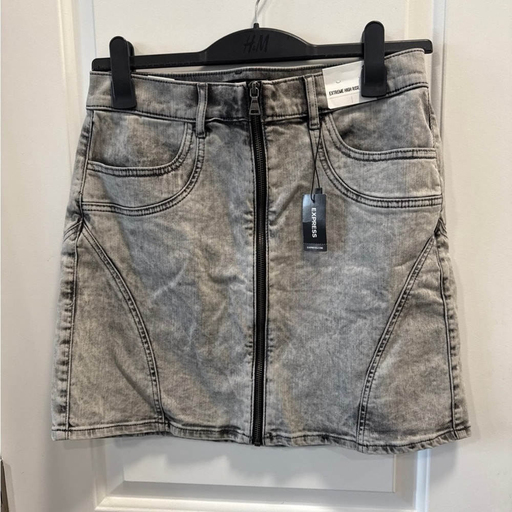 Gray Denim Skirt
